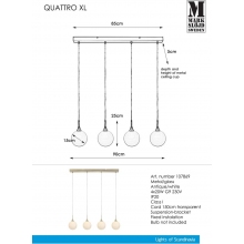 Lampa wisząca szklane kule Quattro 90 Biały/Mosiądz szczotkowany Markslojd