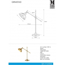 Lampa stołowa regulowana Grimstad mosiężna Markslojd