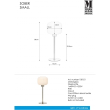 Lampa stołowa szklana Sober 15 biało-stalowa Markslojd