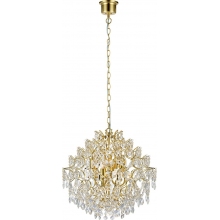 Stylowa Lampa wisząca glamour z kryształkami Sofiero 39 przezroczysto-mosiężna Markslojd do salonu i jadalni