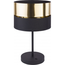 Stylizowana Lampa stołowa glamour z abażurem Hilton złoty/czarny TK Lighting do salonu i sypialni.