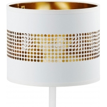 Lampa stołowa glamour z abażurem Tago biało-złota Tk Lighting