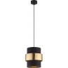 Glamour Lampa wisząca tuba z abażurem Calisto 20 czarno-złota Tk Lighting do sypialni, salonu i restauracji.