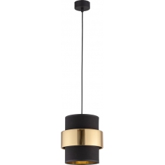 Glamour Lampa wisząca tuba z abażurem Calisto 20 czarno-złota Tk Lighting do sypialni, salonu i restauracji.