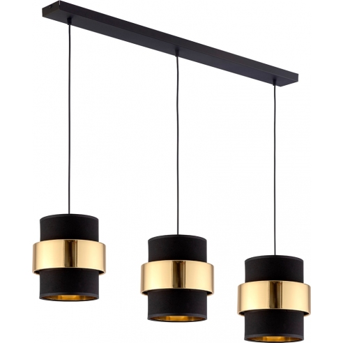 Glamour Lampa wisząca potrójna Calisto czarno-złota 110 Tk Lighting do sypialni, salonu i restauracji.