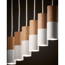 Lampa wiszące tuby z drewnem Elit 115 biała TK Lighting