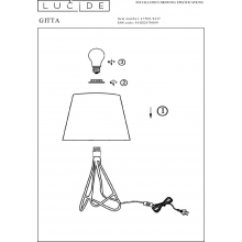 Lampa stołowa trójnóg z abażurem Gitta Rdzawa/Biała Lucide